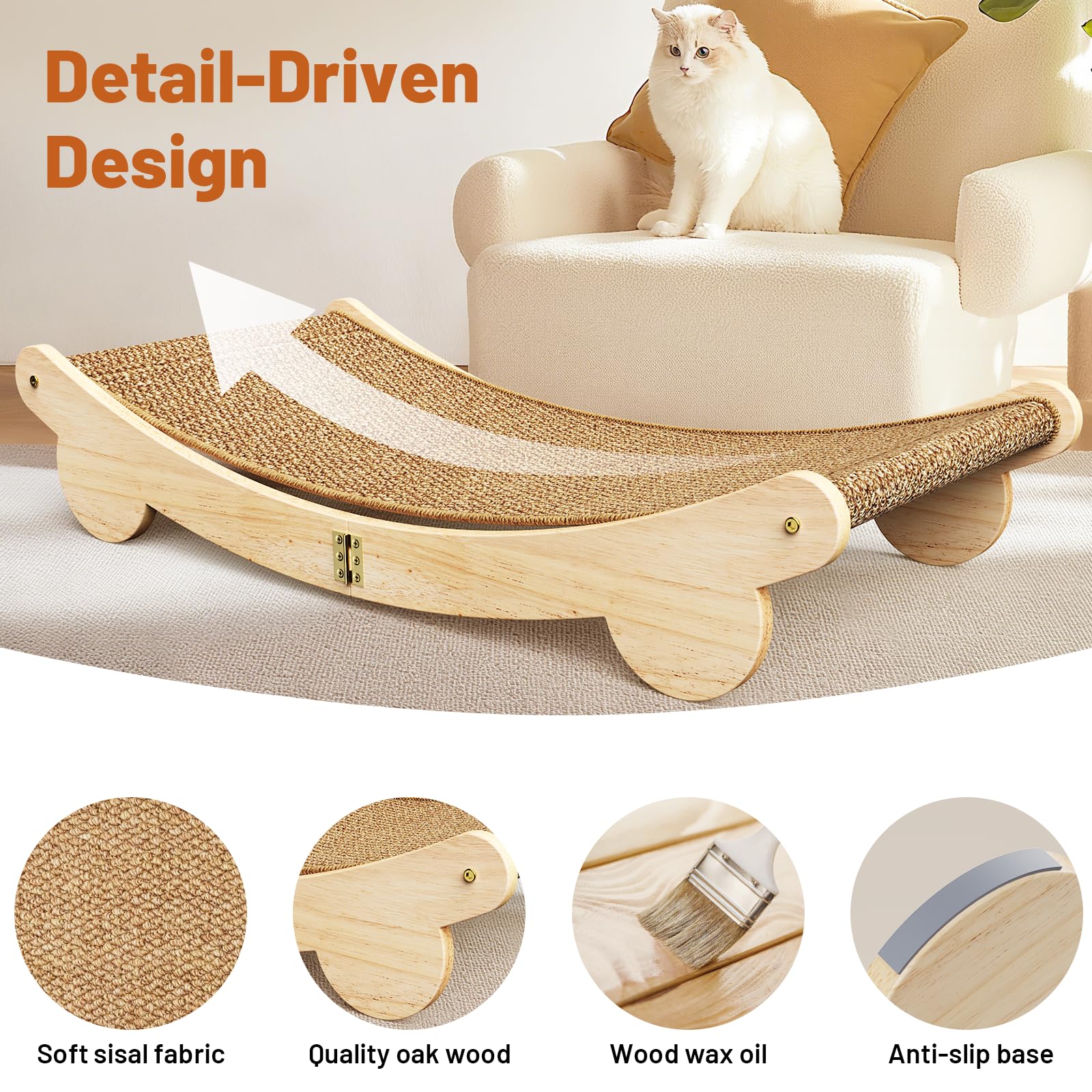 Extra Large 31.5" Cat Scratcher Bed - Sisal-Style Lounge for Indoor Cats