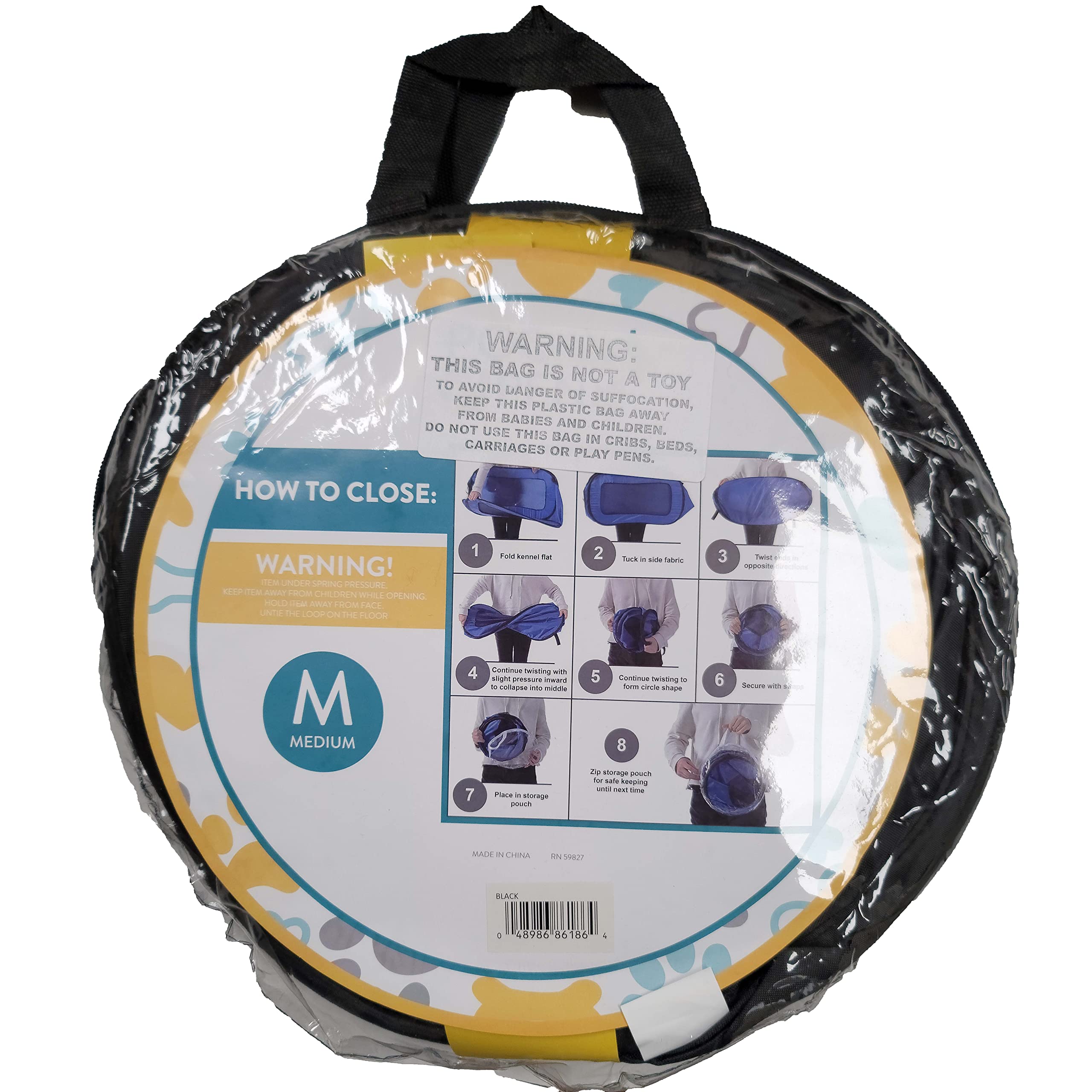 Portable Collapsible Pop Up Kennel, 36" L x 22" W x 22" H, Face of Love