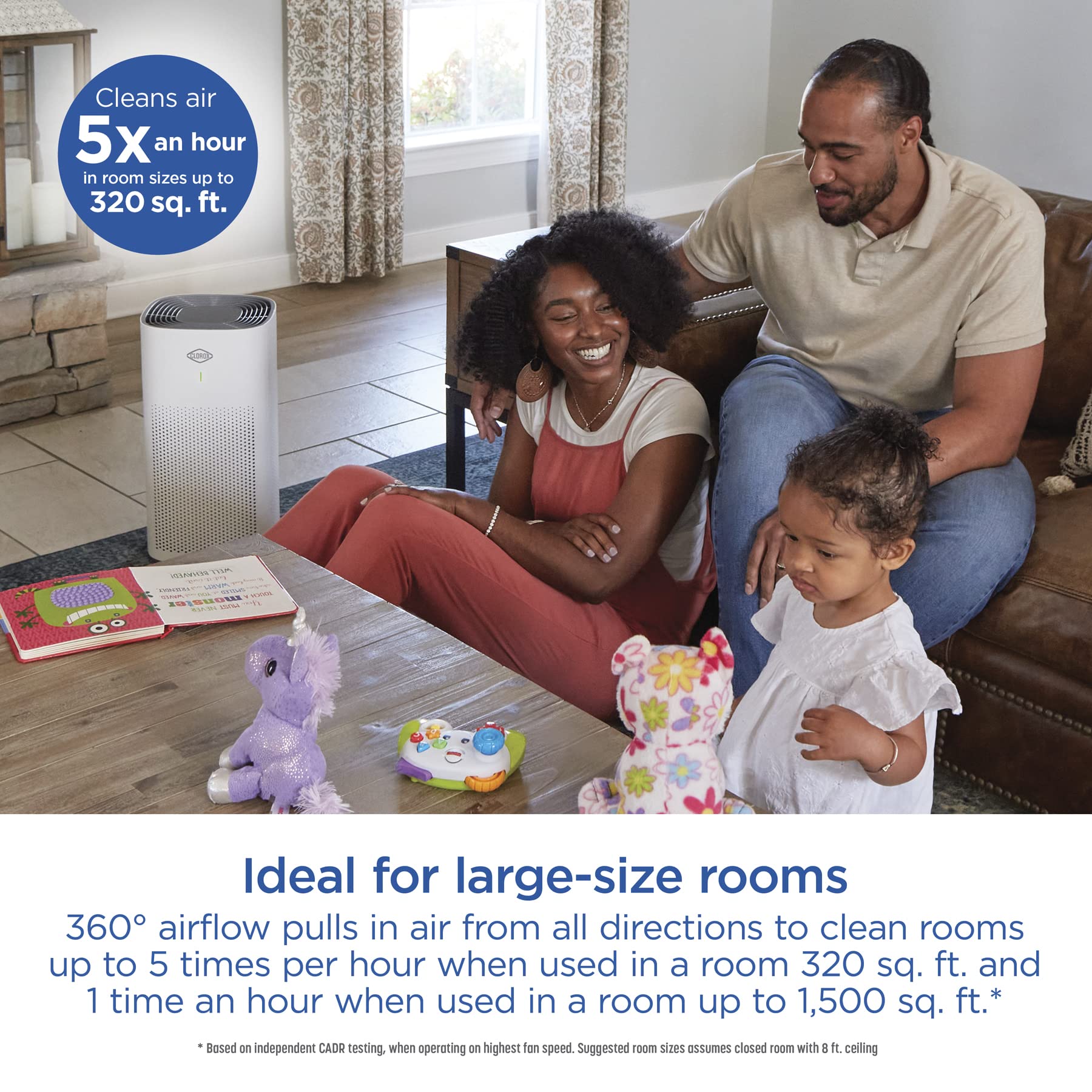 Clorox Large Room HEPA Air Purifiers for Home With True HEPA Filter