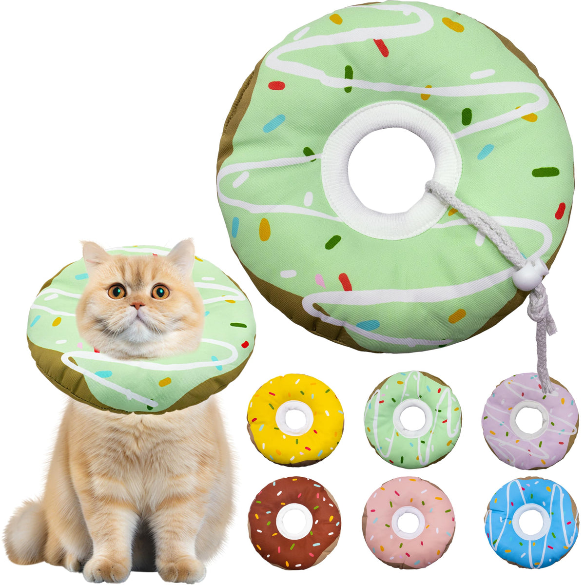 Seyezo Cat Cone Collar Soft, Adjustable Cat Recovery Cone, Orange, Small
