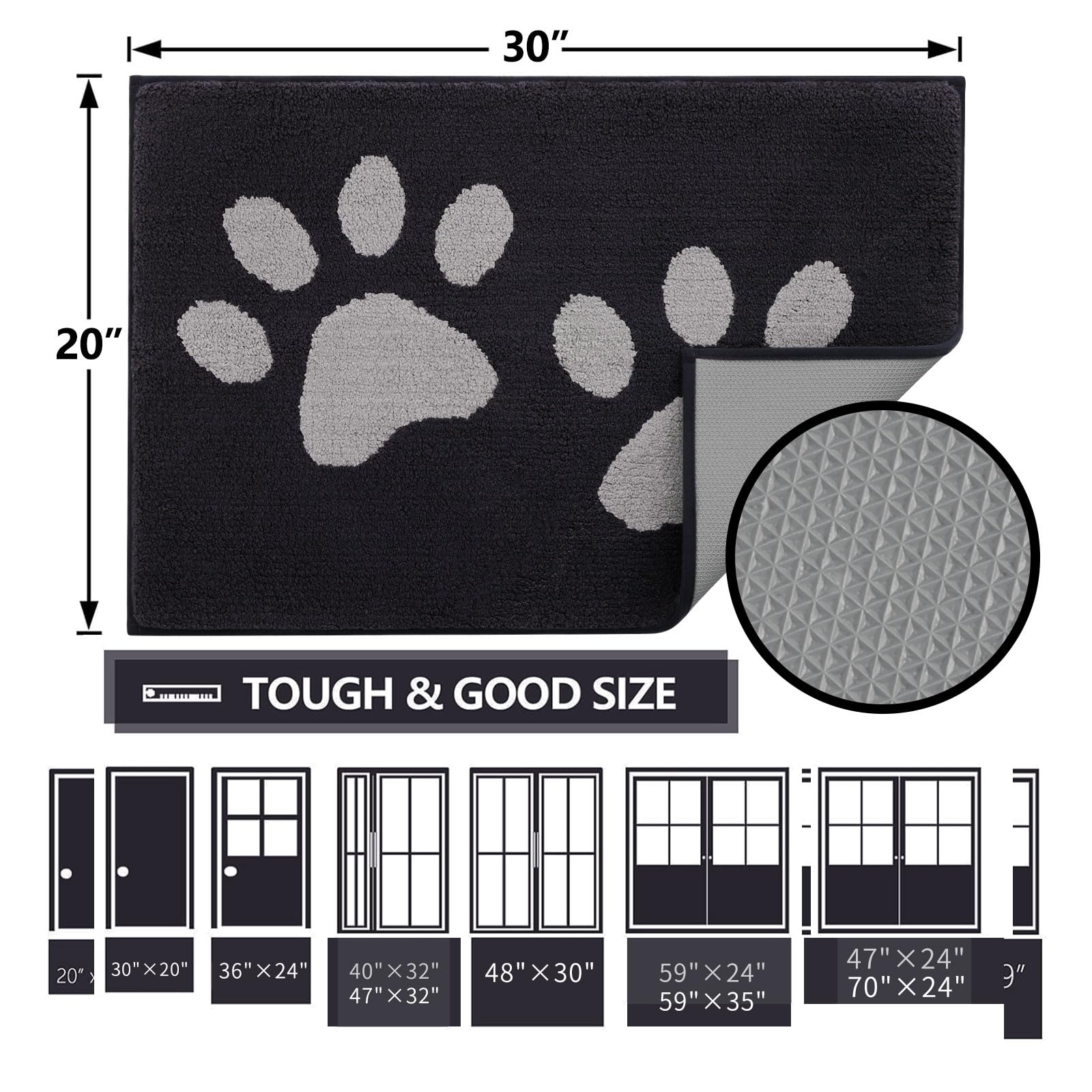 Buganda Dog Door Mat for Muddy Paws 70x24, Absorbent Doormat for Inside