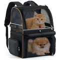 Lekebobor Double Cat Backpack Carrier for 2 Cats, Double-Compartment Pet Carrier Backpack for Two Small Cat or One Medium Cat, Cats Carrier Backpack Dog Carrier Backpack Fits Up to 24 Lbs,Black