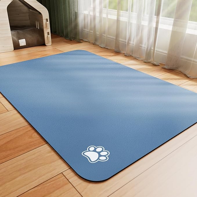 HotLive Dog Food Mat - Absorbent Cat Mat for Food and Water, No Stains Pet Feeding Bowl Mat, Easy to Clean Pet Placemats, Quick Dry Dog Water Dispenser Mat for Messy Drinkers | Paw Pink 18"x28"