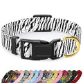 TMOODEL Reflective Dog Collar, Adjustable Puppy Collar, Stylish Zebra Print, XS