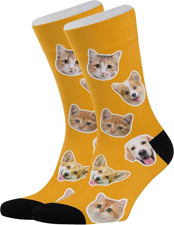D-Story Custom Face Socks, Personalized Photo Picture on Socks, Unisex Athletic Crew Socks for Men Women
