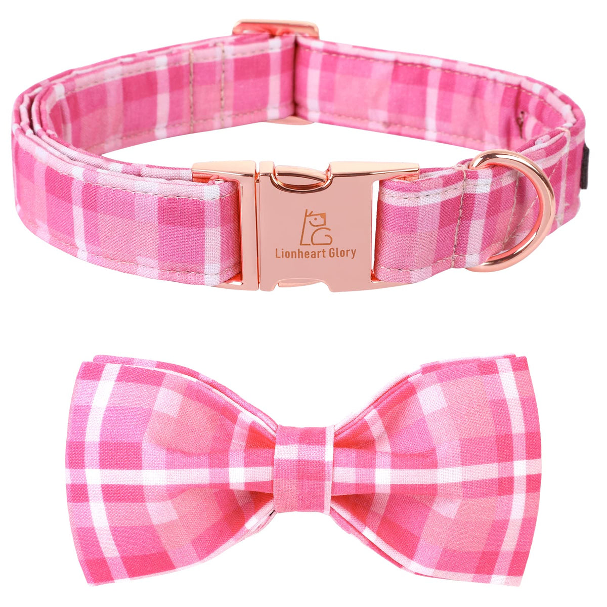 Lionheart glory Dog Bow Collar Blue and Black Plaid Dog Collar for X-Small Dogs,Boy Dog Collars with Bowtie Spring Summer Collars Soft Adjustable Pet Collar Bows