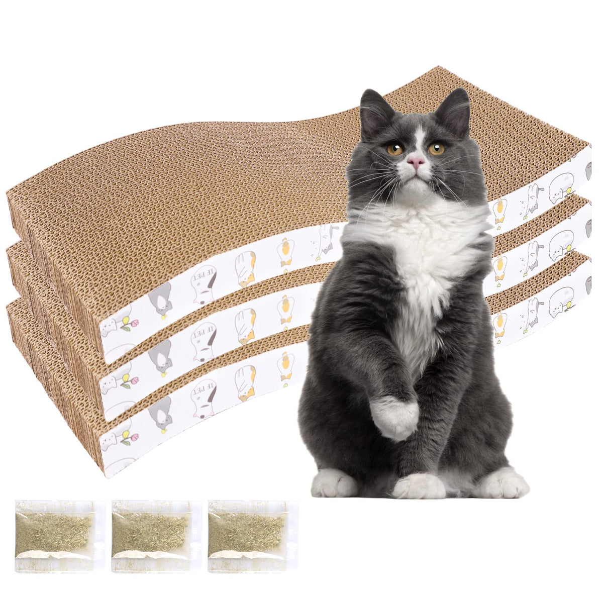 PatiencET Cat Scratcher Cardboard 4 Pack Cat Scratch Pad