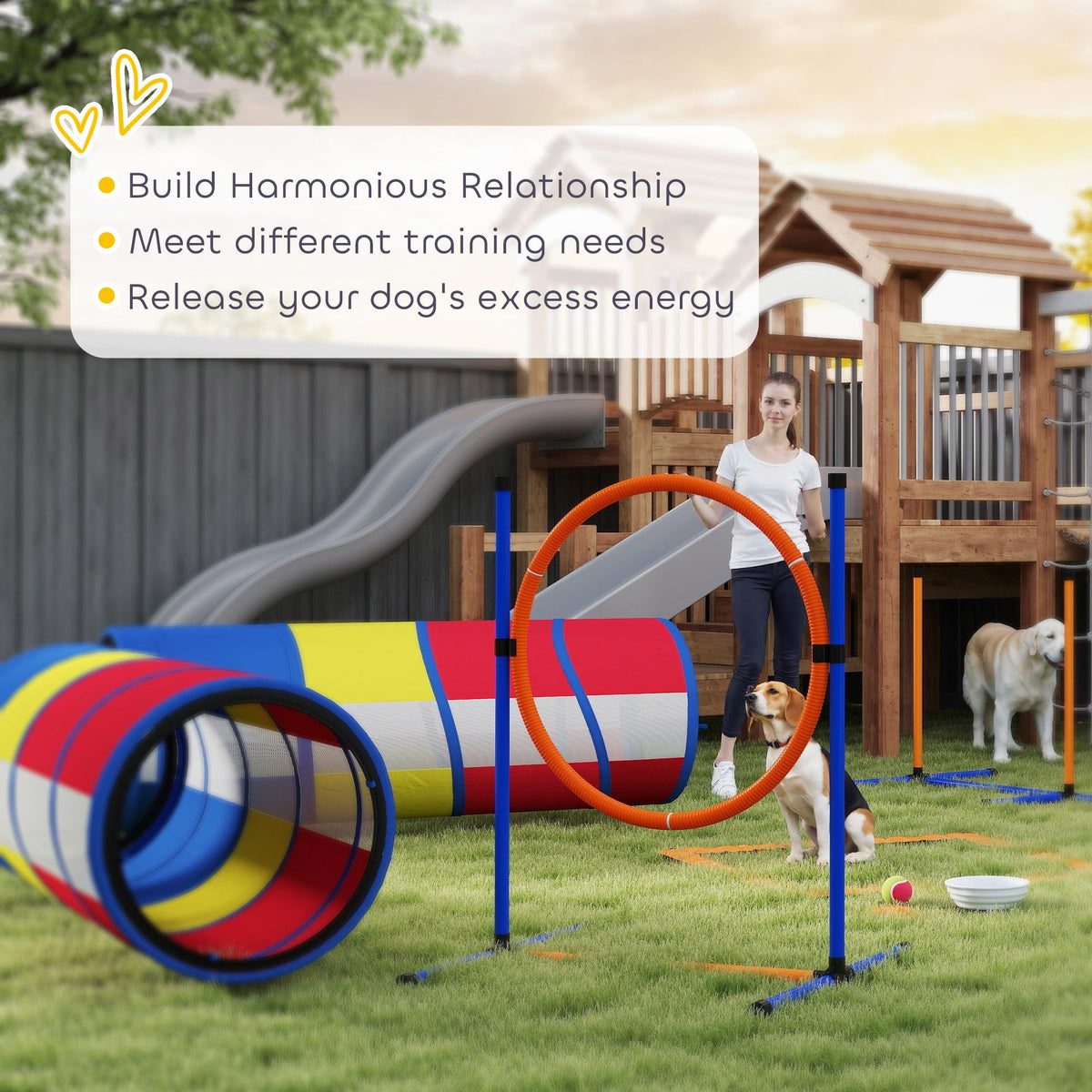 PawHut Dog Agility Training Equipment 12-Piece Adjustable Hurdle & Ring