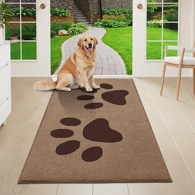 Buganda Dog Door Mat for Muddy Paws 47x24, Absorbent Doormat for Inside — 47.0"l X 24.0"w X 0.6"th