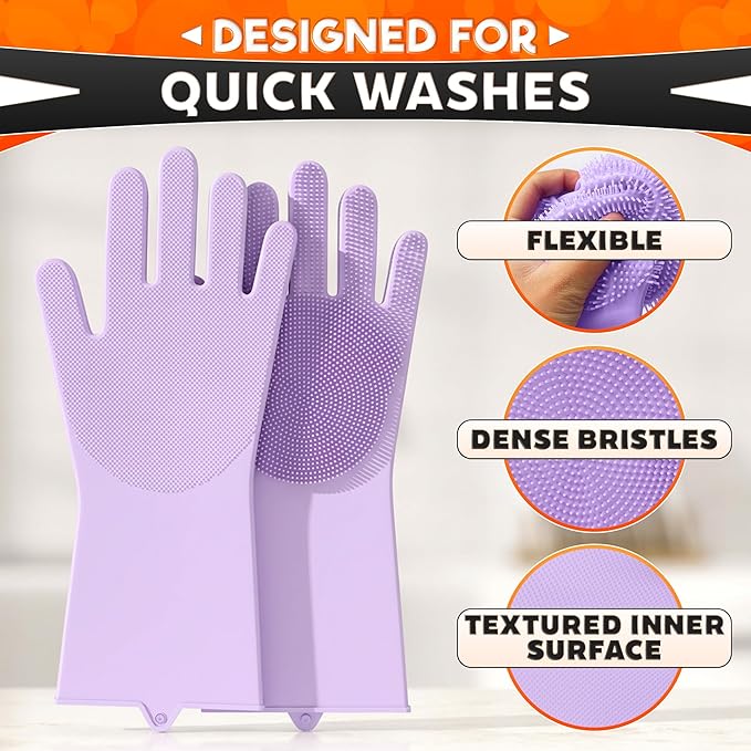 Cat & Dog Washing Gloves for Bathing – 2-in-1 Design Dog Scrubbing Gloves for Grooming, Massaging, and Paw Cleaning