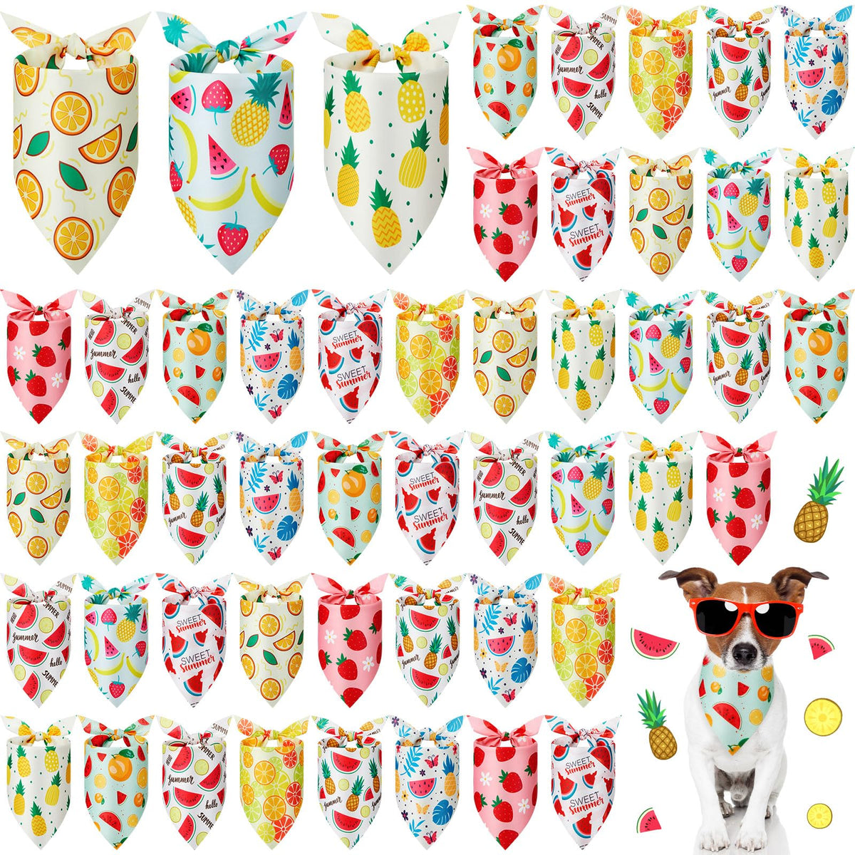 Weewooday 50 Pcs Christmas Red and Green Plaid Dog Bandanas Bulk for Medium