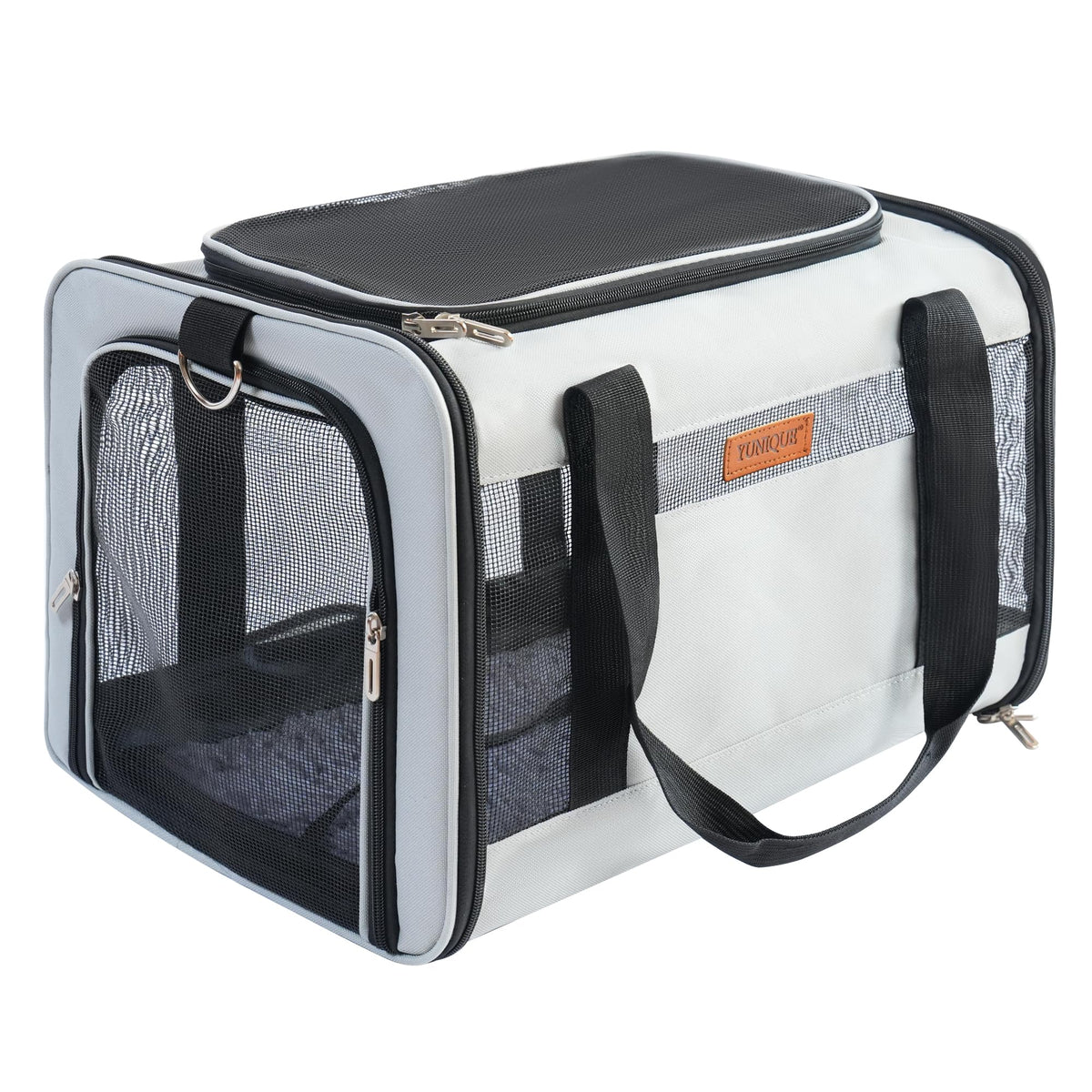 YUNIQUE Soft-Sided Cat & Dog Carrier for Pets Up to 15 Lbs, Airline Approved Collapsible Travel Puppy Carrier with Lightweight Fabric Design (Blue)