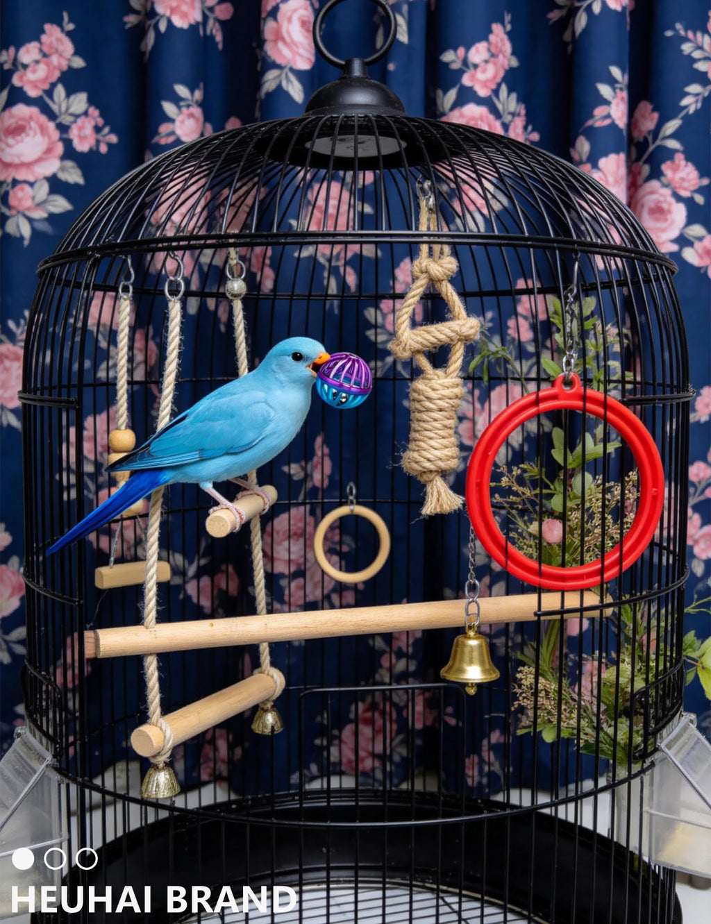 HEUHAI 18 Pack Bird Toys Natural Rattan Balls Plastic Bell Balls