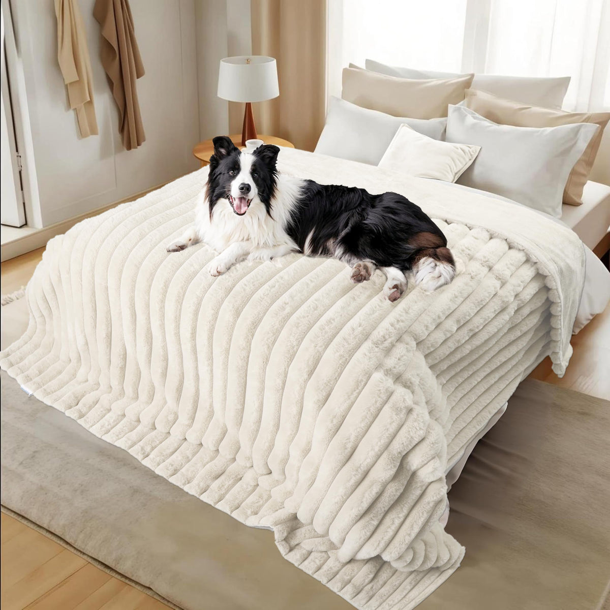 ZAKAPAWS Reversible Waterproof Sherpa Pet Blanket for Large Dogs & Cats