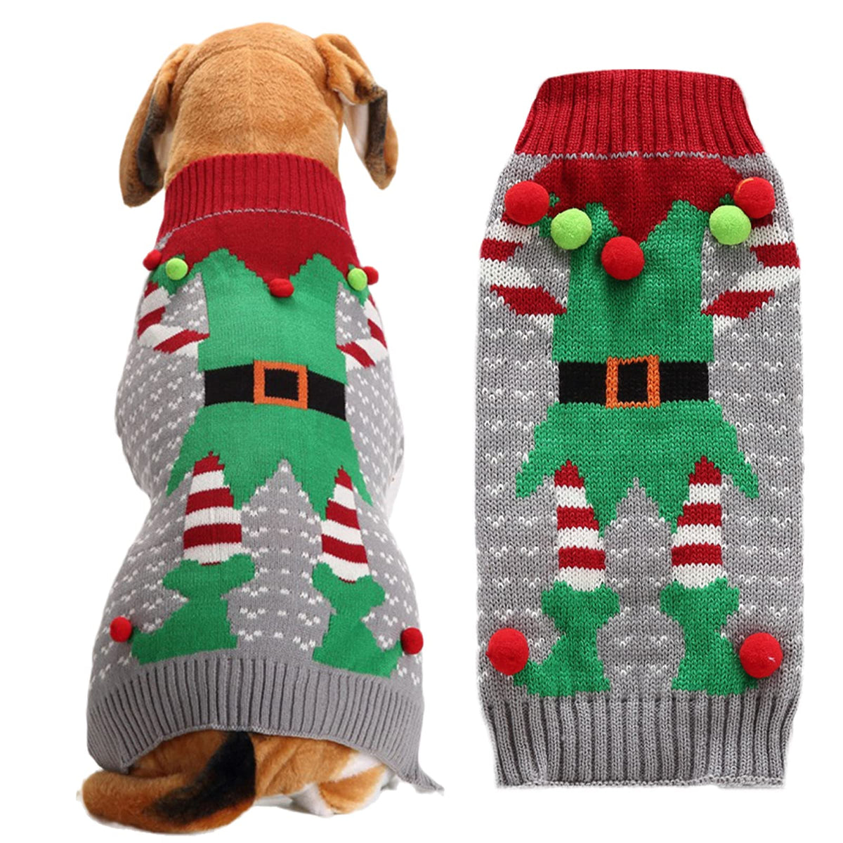 DOGGYZSTYLE Dog Christmas Sweater Xmas Pet Clothes Cute Striped Gingerbread Man Costume Holiday Puppy Cat Jumpers Outfits New Year Gifts for Small Medium Large Dogs(Red Gingerbread Man,XXS)