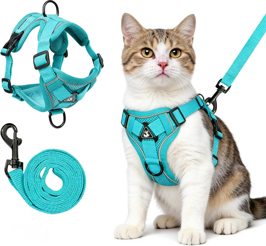 Cat Harness and Leash for Walking, Escape Proof Soft Adjustable Vest Harnesses for Cats (Emerald, XL: Cat Weight 16.5-22 LB)