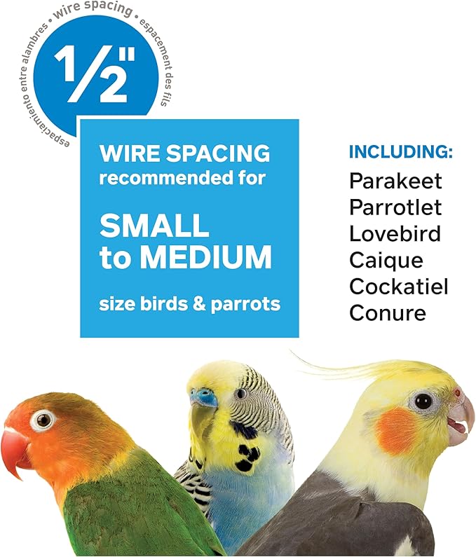 Prevue Hendryx Pet Products Wrought Iron Flight Cage - Big Rolling Bird Cage for Parakeets, Cockatiels, Conures, Lovebirds, Canaries, Finches, Parrotlets, & Caiques, 5 Ft - X-Large, Hammertone Black