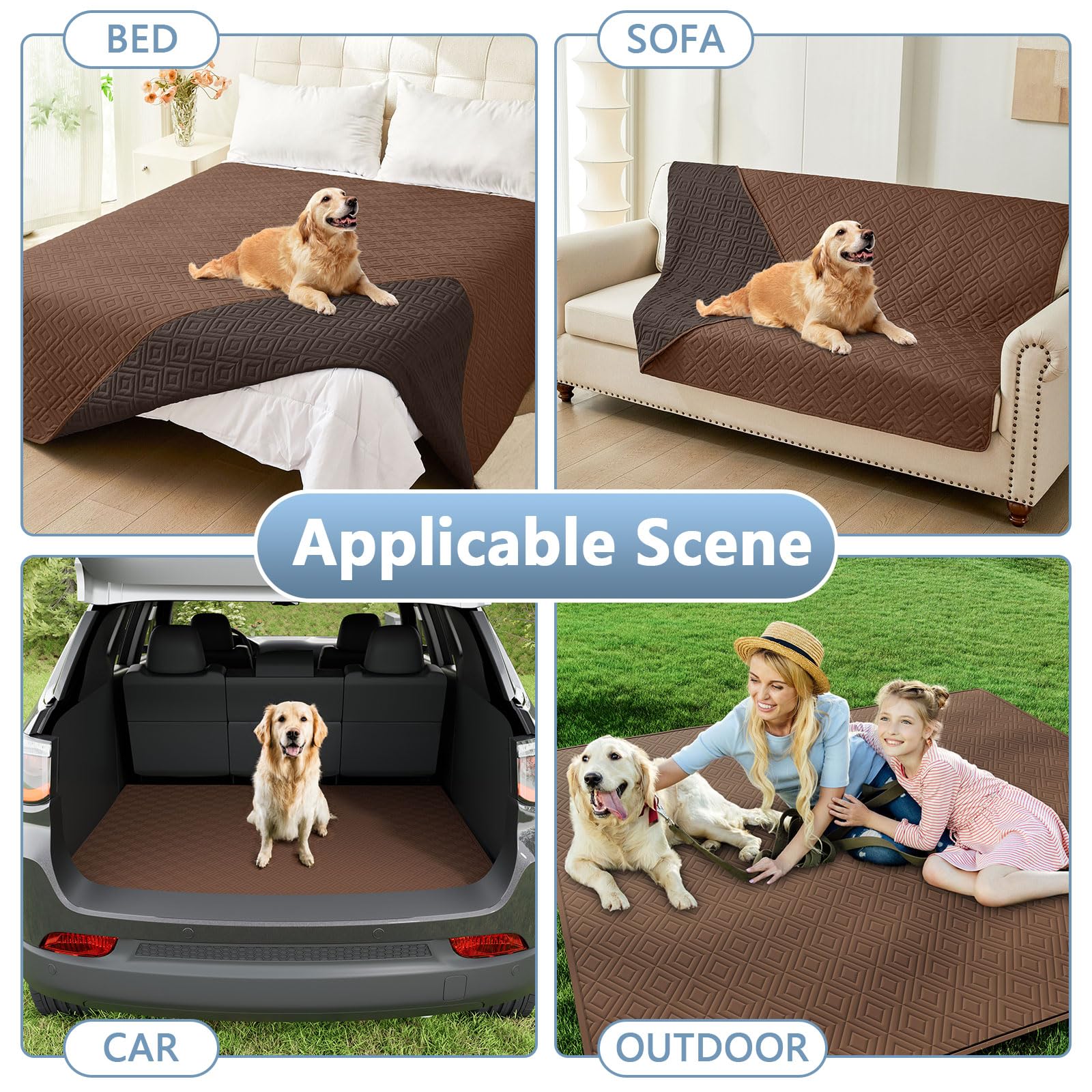 hyha Waterproof Reversible Dog Blanket, Pet Blanket for Sofa Couch