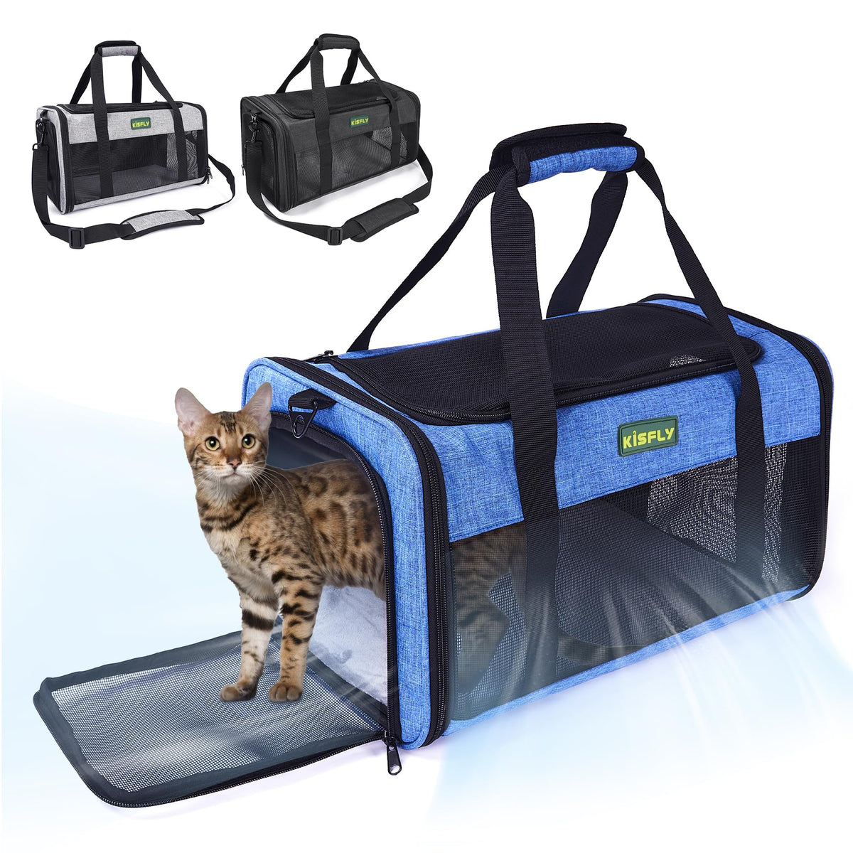 KISFLY Pet Carrier 20"x13"x13", Foldable Soft Travel Bag for Cats & Dogs