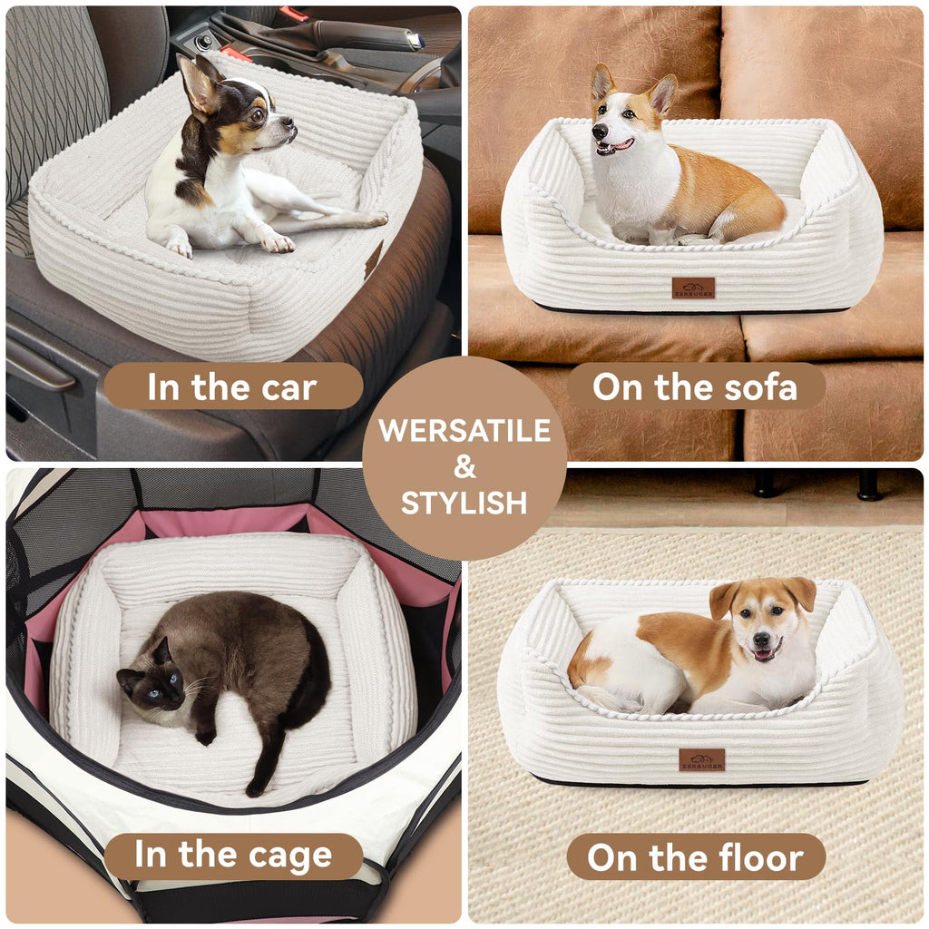 Zerbuger Orthopedic Dog Bed for Medium Dogs,Dog Sofa Beds Supportive Foam Pet Couch Bed with Removable Washable Mat and Nonskid Bottom (Medium, Cream)