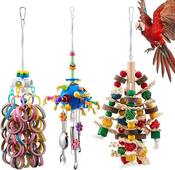 Seenelling 4 Pcs Extra Large Bird Toys for Parrots