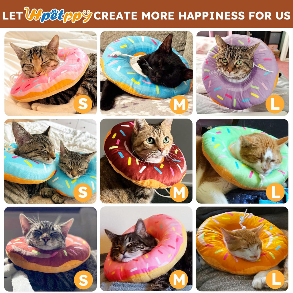 Hpetppy Cat Cone Collar Soft, Cat Recovery Collar for Wound Healing Cute Donut Adjustable Kittens Cones to Stop Licking Comfortable Lightweight Neck Elizabethan Collars for Cats Kittens After Surgery