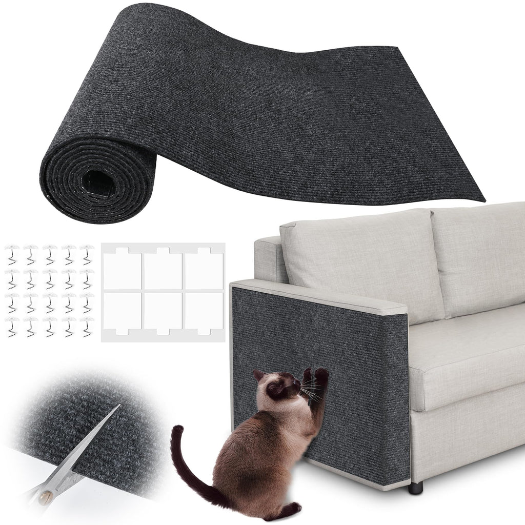 Cat Scratch Furniture Protector - 40" x 15.8" Trimmable Self-Adhesive Cats Claws Scratch Pads, Furniture Protection from Cats/Dogs Scratching for Cat Scratch Post Cat Tree Replacement (Dark Gray)