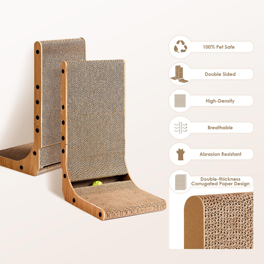 EHEYCIGA Cardboard Cat Scratcher for Indoor Cats, 26.8 Inch, Brown