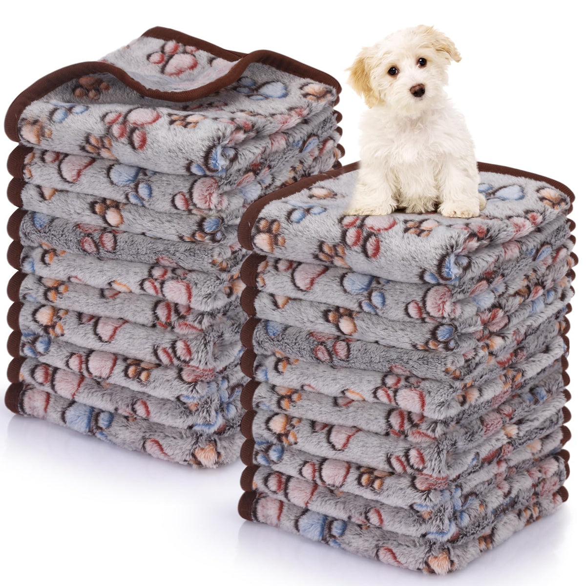 Chumia 40 Pcs Dog Blankets, White, Paw
