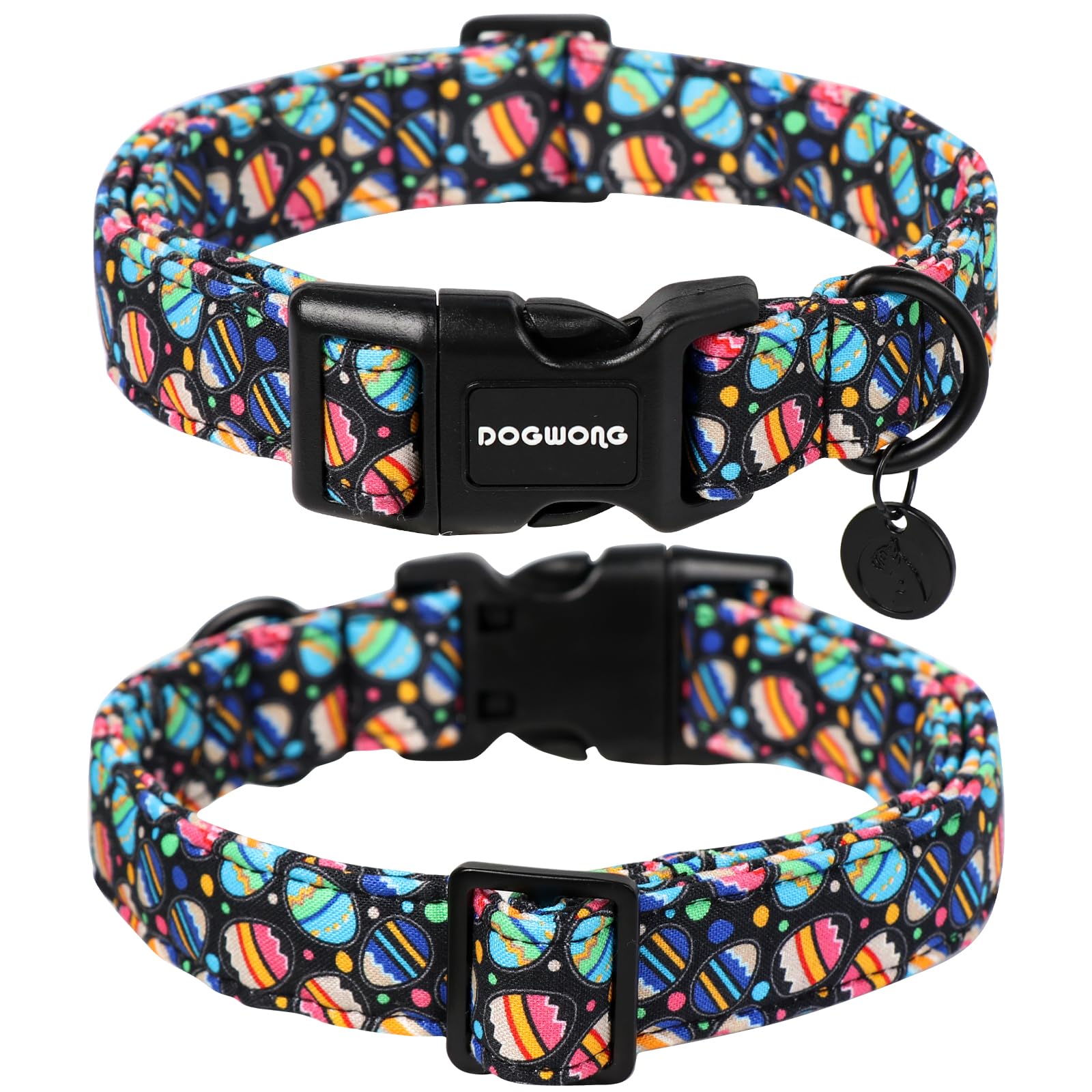 DOGWONG Easter Dog Collar, Black Egg Dog Collar Soft Durable Adjustable Costume Cute Easter Puppy Collar for Small Medium Large Dog