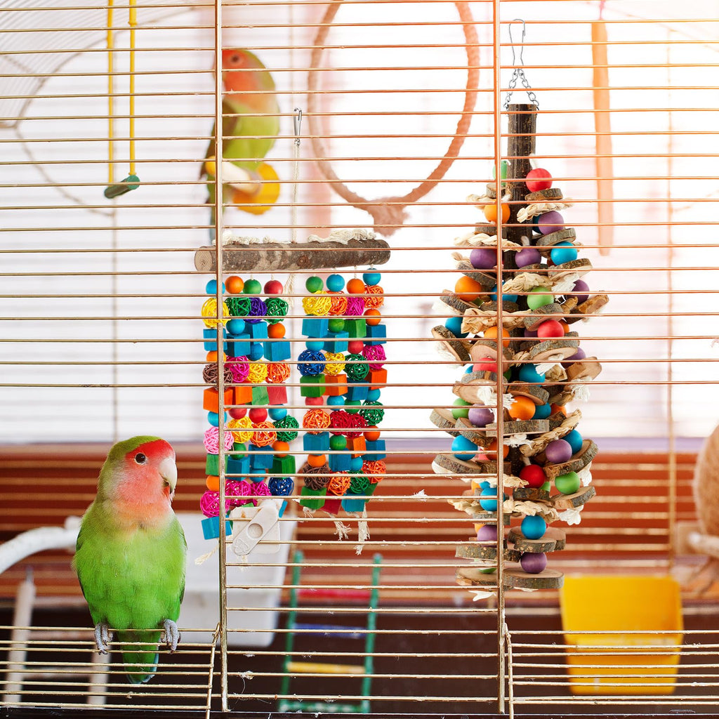 Seenelling 4 Pcs Extra Large Bird Toys for Parrots, Block and Ball