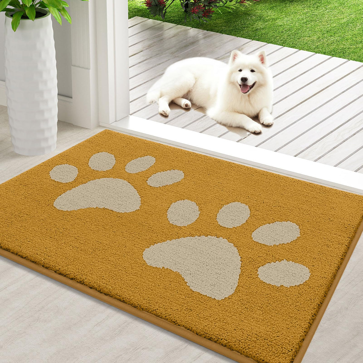 Buganda Dog Door Mat for Muddy Paws 36x24, Absorbent Doormat for Inside