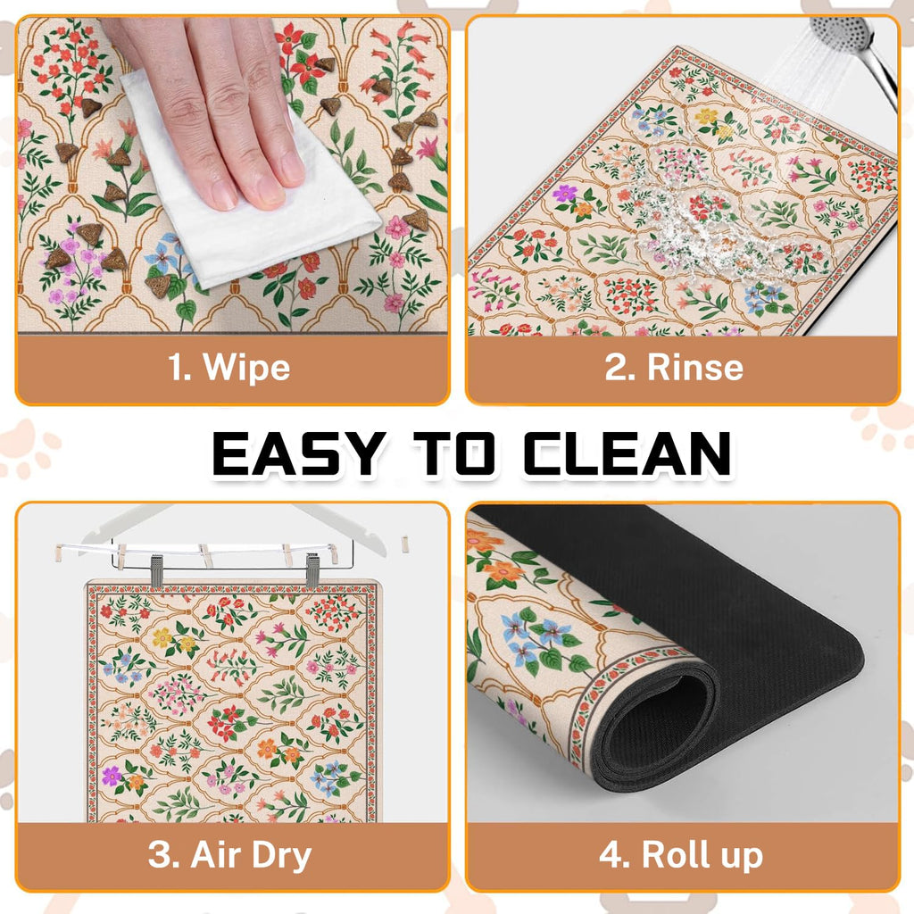 Absorbent Pet Dog Bowl Mat for Food and Water, Pet Cat Food Feeding Mat with Non Slip Rubber Backing, Dog Food Mats for Floors Waterproof, 24"x32"