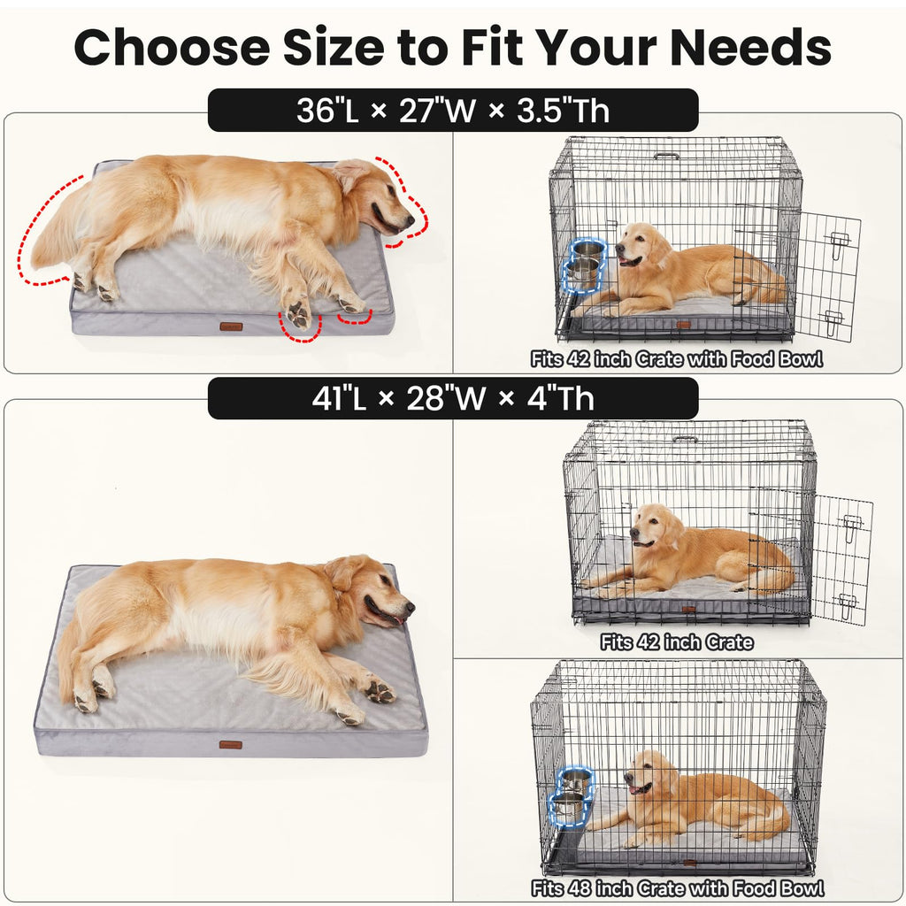 OhGeni Orthopedic Waterproof Large Dog Bed, Memory Foam, 41 inch(Gray)