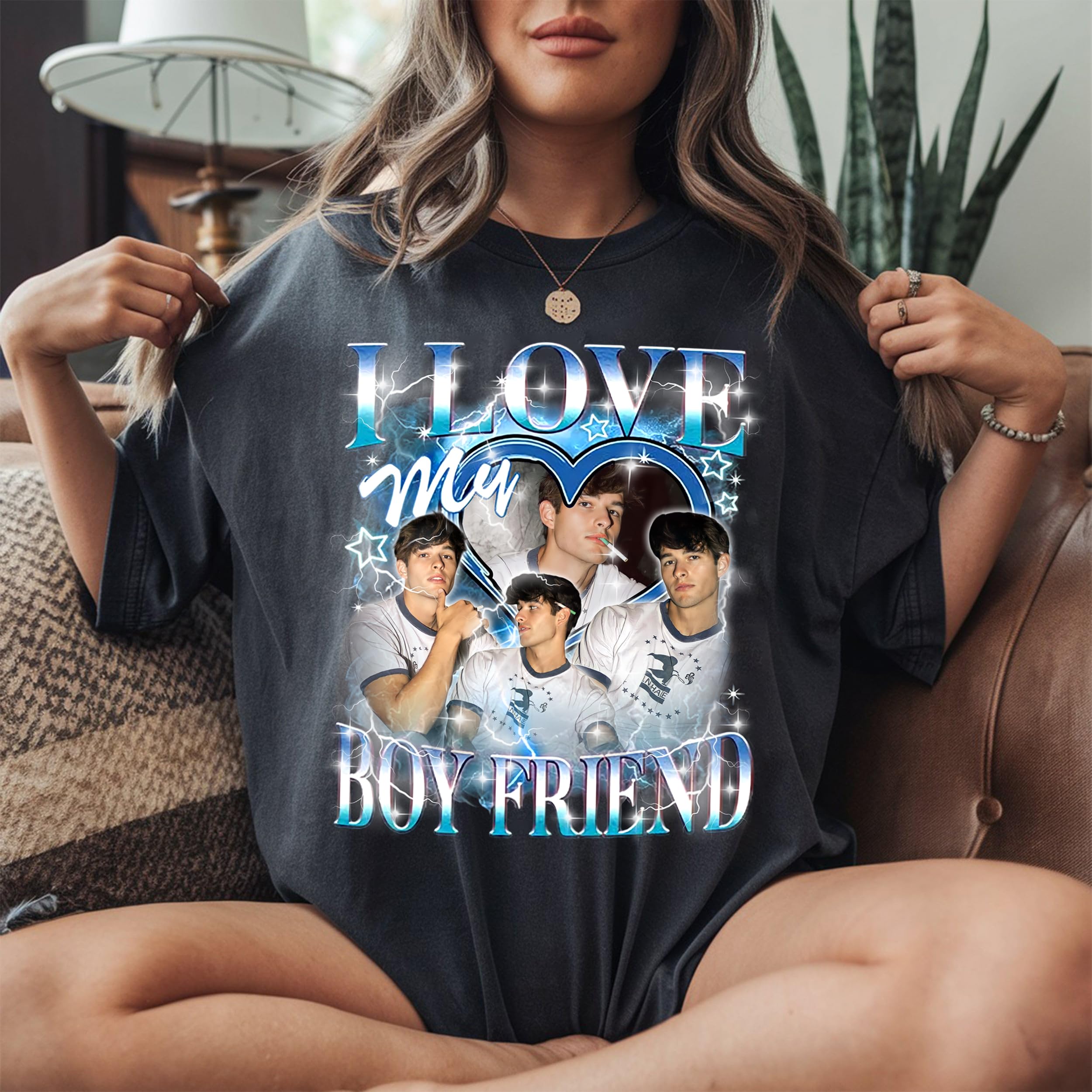 CustomsMerch Custom Shirts, I Love My Bf Shirts, Personalized Picture Shirt, Custom Photo Gifts, Gifts for Women, Men, Gift for Him, Girlfriend Photo T-Shirts, Birthday Christmas Valentines Shirt