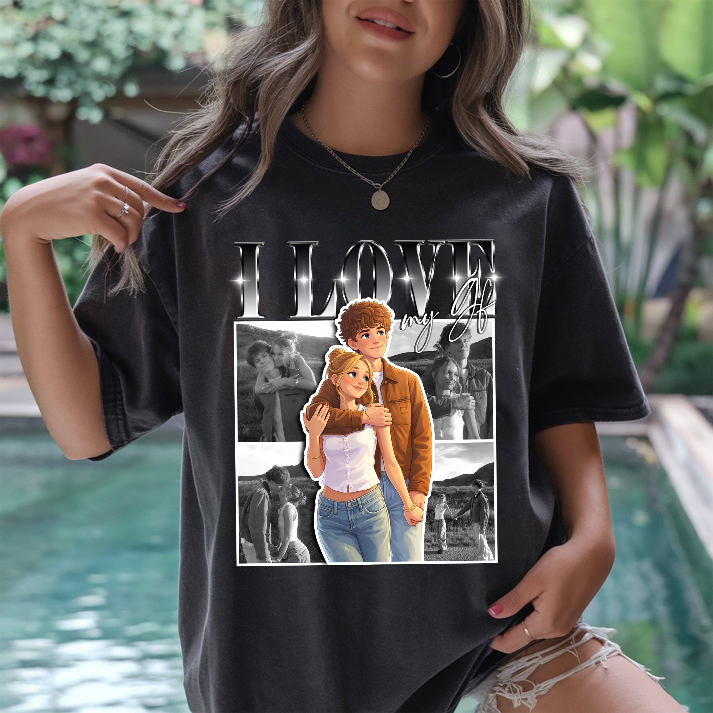 CustomsMerch Custom Shirts, Cartoon Photo Shirts, Personalized Cartoon Picture Shirt, Custom Photo Gifts, Gifts for Women, Men, Gift for Him, Her, Girlfriend T-Shirts, Christmas Valentines Shirt