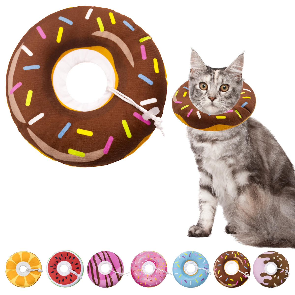 Seyezo Cat Cone Collar Soft, Adjustable Cat Recovery Cone, Orange, Small