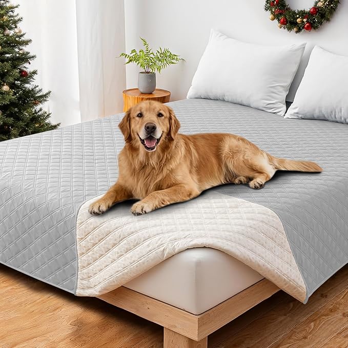 Waterproof Couch Covers for Pets, Waterproof Dog Bed Cover, Anti-Slip Soft Dog Blankets, Couch Cover for Dogs Washable, Pet Blanket for Puppy Large Dogs Cat (82x82 Inch, Light Grey)