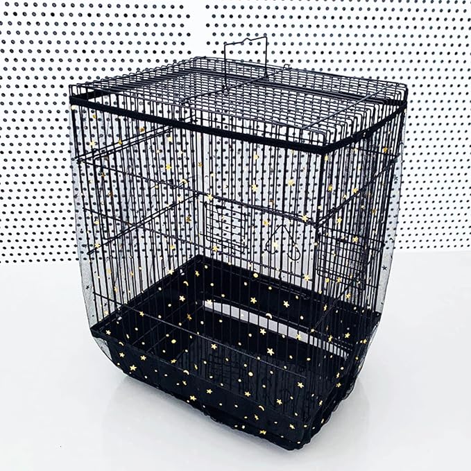 WOOPSOO Large Bird Cage Net Cover, Bird Cage Seed Catcher, Universal Adjustable Bird Cage Skirt Cover Birdcage Nylon Seed Mesh Net Cover for Round Square Cages