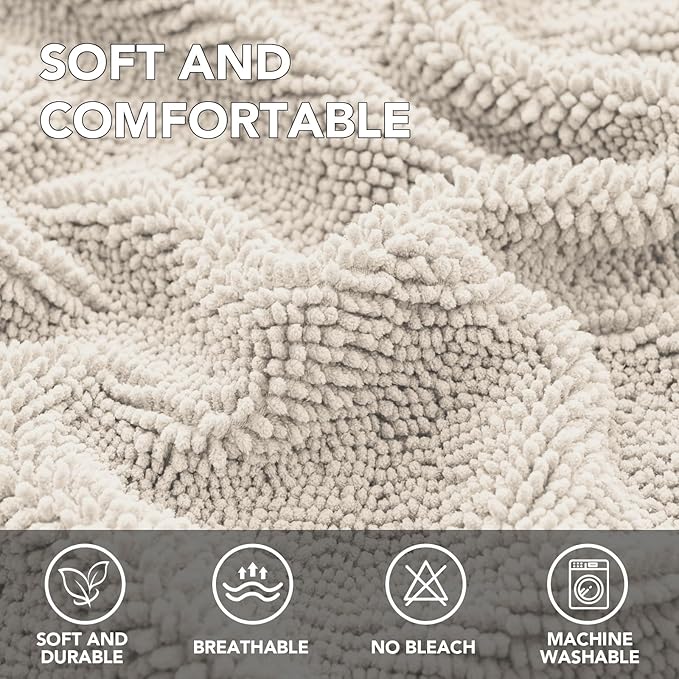 H.VERSAILTEX Non Slip Pet Couch Cover Chenille Dog Bed Protector Thick Soft Sofa Slipcover Pet Friendly Washable Couch Cushion Covers for Pets (52" x 82", Oatmeal)