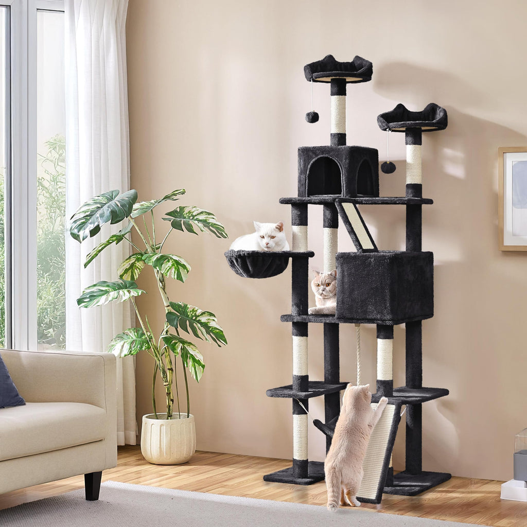 Yaheetech 82.5in Tall Cat Tree for Large Cats, Sturdy Multi-Level Condo