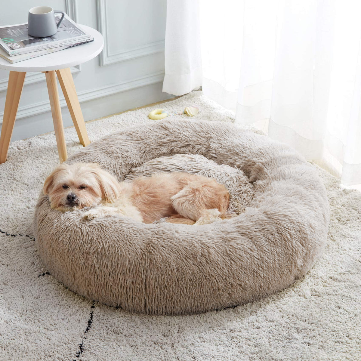 Western Home Calming Donut Small Dog Cat Bed Washable Puppy Bed,24" Rainbow