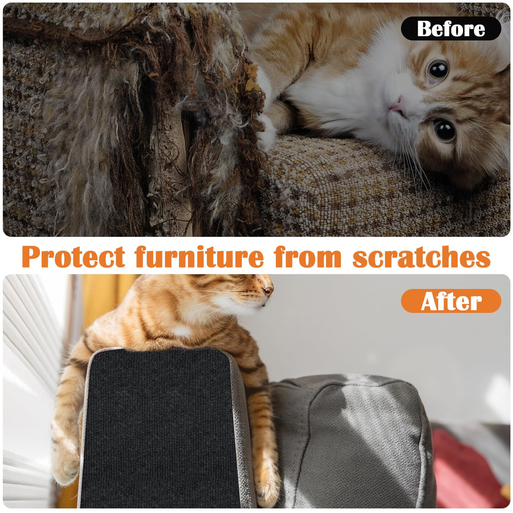 Cat Scratch Furniture Protector - 40" x 13.8" Trimmable Self-Adhesive Cats Claws Scratch Pads, DIY Cat Climbing Couch Protector for Scratch Post Cat Tree Replacement Indoor (Black)