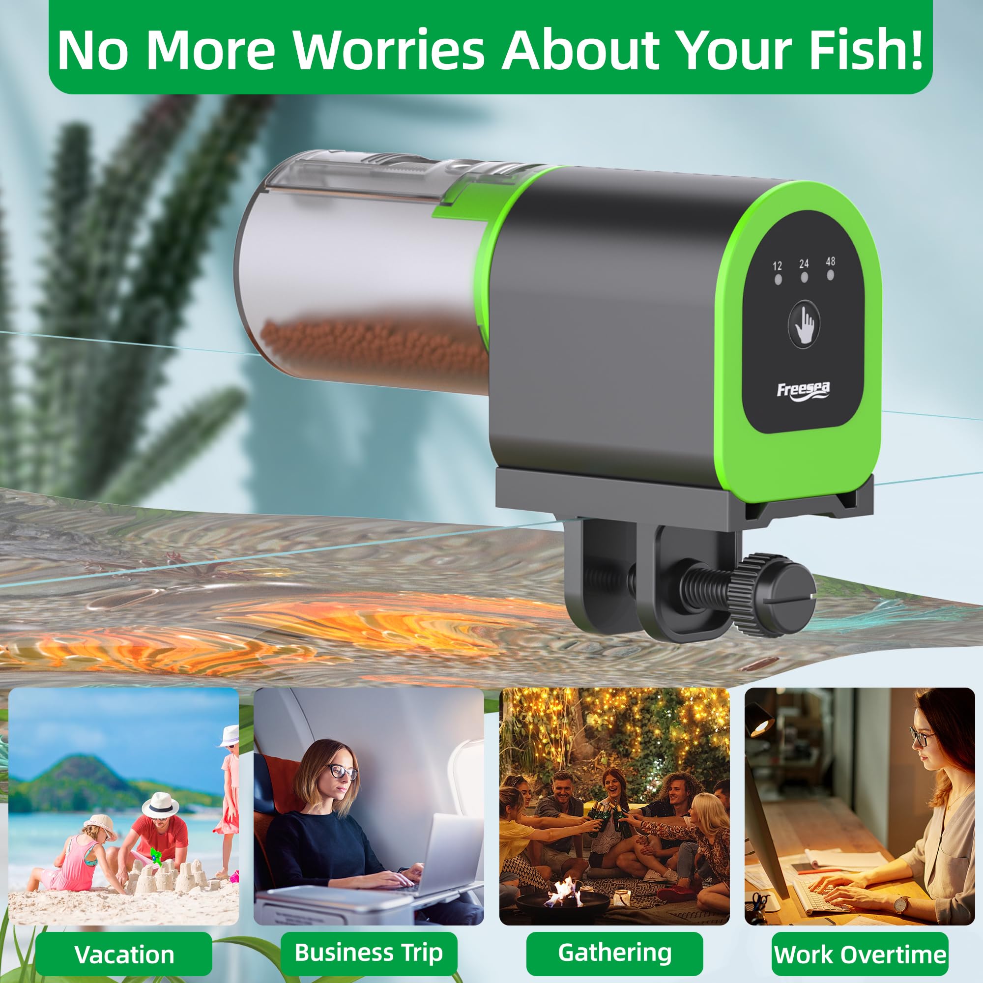 FREESEA Automatic Fish Feeder for Aquarium: Small Vacation Betta Feeder