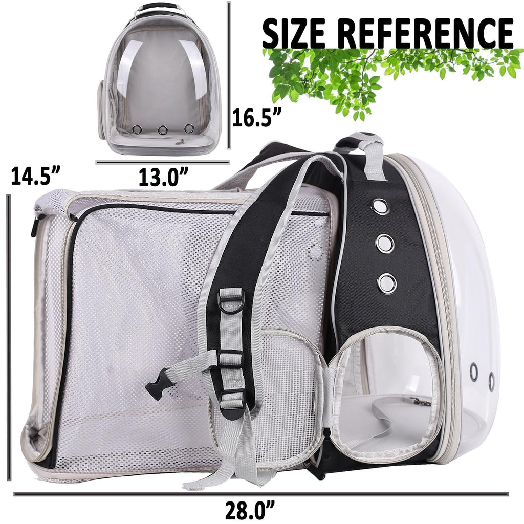 Square Back Extension Pet Backpack Carrier for Cat and Small Puppy up to 12 Pounds, Clear Space Capsule Astronaut Transparent Bubble Window Backpack to Carry and Transport Cat to Vet and Traveling