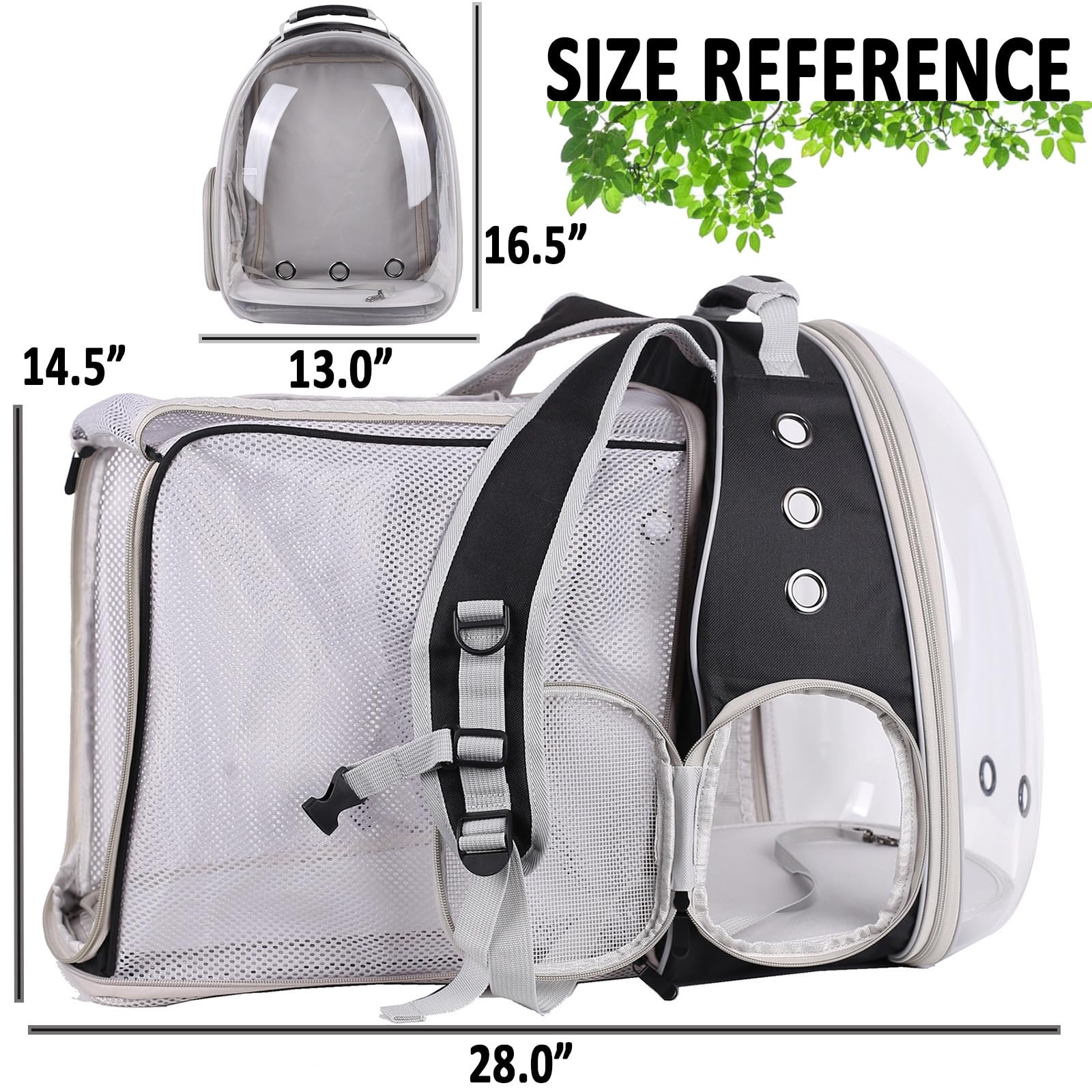 Square Back Extension Pet Backpack Carrier for Cat and Small Puppy up to 12 Pounds, Clear Space Capsule Astronaut Transparent Bubble Window Backpack to Carry and Transport Cat to Vet and Traveling