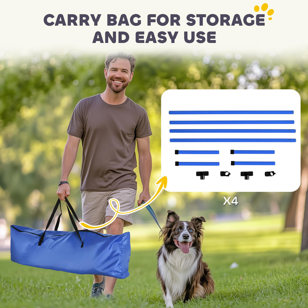 PawHut 4 Piece Dog Agility Training Equipment for Dog Agility Course Blue