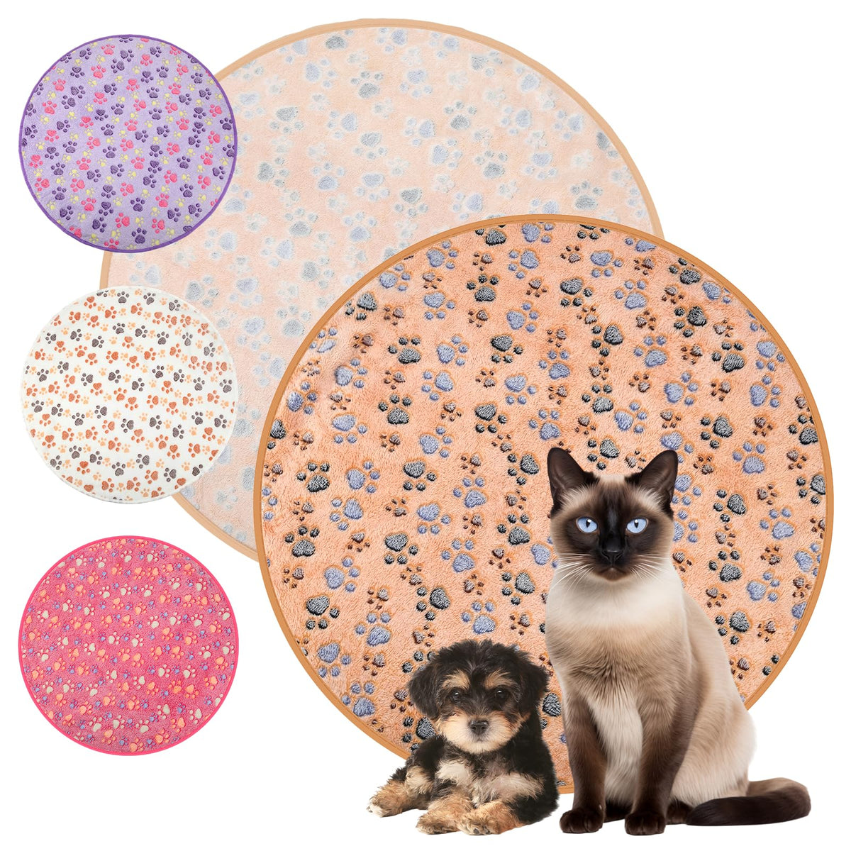 Tatuo 4 Pack Fleece Dog Blanket for Pet,Black,24 x 16 Inch,Paw