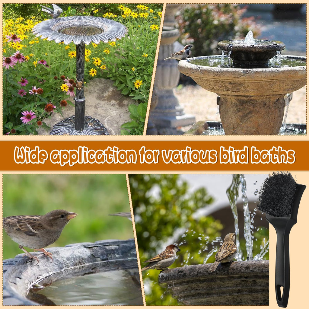 HFYZZ 2 Pcs Brush for Bird Baths Black Hard Bristle Cleaning Brush with Ergonomic Handle Utility Bird Bath Cleaner for Bird Feeder Bath Accessories Fountain Outdoor Cleaning