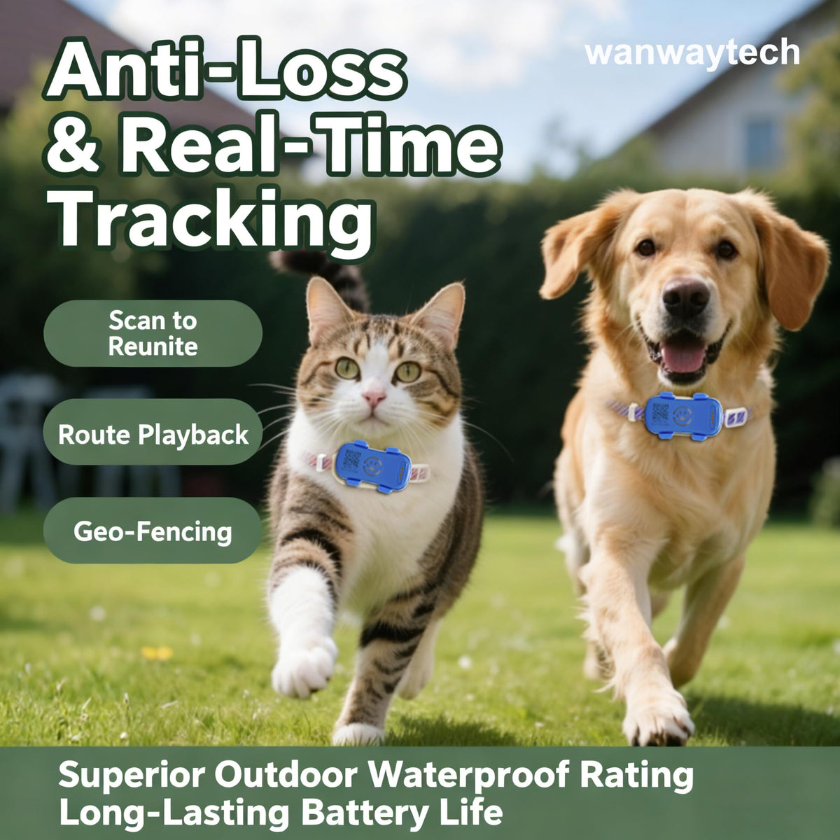 GPS Dog Tracker, Real-time Pet Location Tracker Anti Lost Dog GPS Collar Fit Most Pet Collars, Virtyal Fence, Lighting Flash&Audible Seek Mode,Subscription Needed